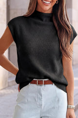 Arach&Cloz Wool Blend Mock Neck Sleeveless Sweater Shirt (2026)