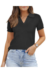 Women's Wool Blend Summer Fall Tops Polo Shirts