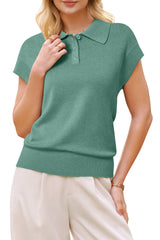 Arach&Cloz Women's Wool Blend Cap Sleeve Polo Sweater Vest(2026)