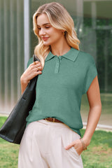 Arach&Cloz Women's Wool Blend Cap Sleeve Polo Sweater Vest(2026)