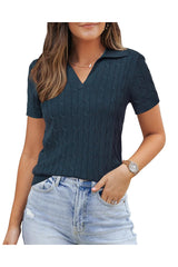 Women's Wool Blend Summer Fall Tops Polo Shirts
