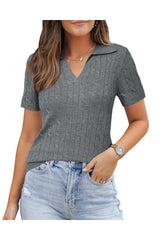 Women's Wool Blend Summer Fall Tops Polo Shirts