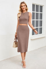 Through 2 Piece Sets Early Fall Tank Top and Midi Skirt