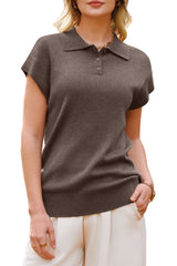 Arach&Cloz Women's Wool Blend Cap Sleeve Polo Sweater Vest(2026)