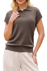 Arach&Cloz Women's Wool Blend Cap Sleeve Polo Sweater Vest(2026)