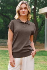 Arach&Cloz Women's Wool Blend Cap Sleeve Polo Sweater Vest(2026)