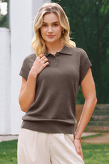 Arach&Cloz Women's Wool Blend Cap Sleeve Polo Sweater Vest(2026)
