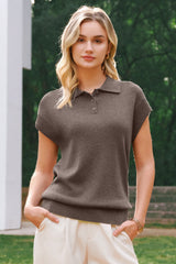 Arach&Cloz Women's Wool Blend Cap Sleeve Polo Sweater Vest(2026)
