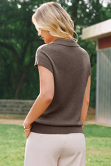 Arach&Cloz Women's Wool Blend Cap Sleeve Polo Sweater Vest(2026)
