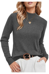 Wool Blend Sweaters Mock Neck Business Casual Outfits