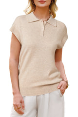 Arach&Cloz Women's Wool Blend Cap Sleeve Polo Sweater Vest(2026)