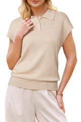 Arach&Cloz Women's Wool Blend Cap Sleeve Polo Sweater Vest(2026)