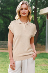 Arach&Cloz Women's Wool Blend Cap Sleeve Polo Sweater Vest(2026)