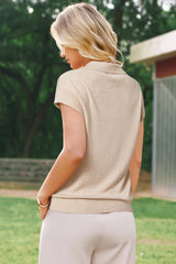 Arach&Cloz Women's Wool Blend Cap Sleeve Polo Sweater Vest(2026)