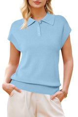 Arach&Cloz Women's Wool Blend Cap Sleeve Polo Sweater Vest(2026)
