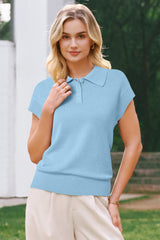 Arach&Cloz Women's Wool Blend Cap Sleeve Polo Sweater Vest(2026)