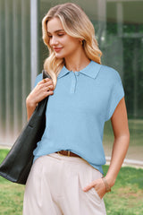 Arach&Cloz Women's Wool Blend Cap Sleeve Polo Sweater Vest(2026)