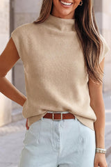 Arach&Cloz Wool Blend Mock Neck Sleeveless Sweater Shirt (2026)