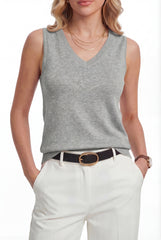 Arach&Cloz Women's Wool Blend Slim Fit Double V-Neck Vest (2026)