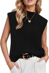 Women's Wool Blend Mock Neck Sweaters Vest