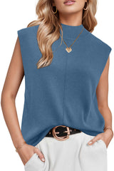 Women's Wool Blend Mock Neck Sweaters Vest