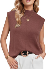 Women's Wool Blend Mock Neck Sweaters Vest