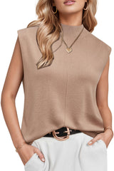 Women's Wool Blend Mock Neck Sweaters Vest