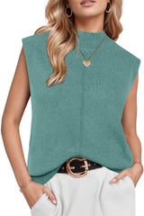 Women's Wool Blend Mock Neck Sweaters Vest