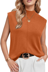 Women's Wool Blend Mock Neck Sweaters Vest