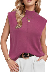 Arach&Cloz Wool-Blend Mock-Neck Sweater Vest — Rose Gold — product image 1