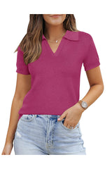 Women's Wool Blend Summer Fall Tops Polo Shirts