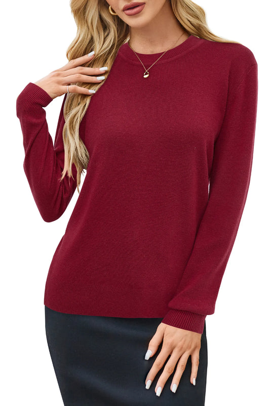 Wool Blend Classic Crew Neck Casual Fall Sweaters