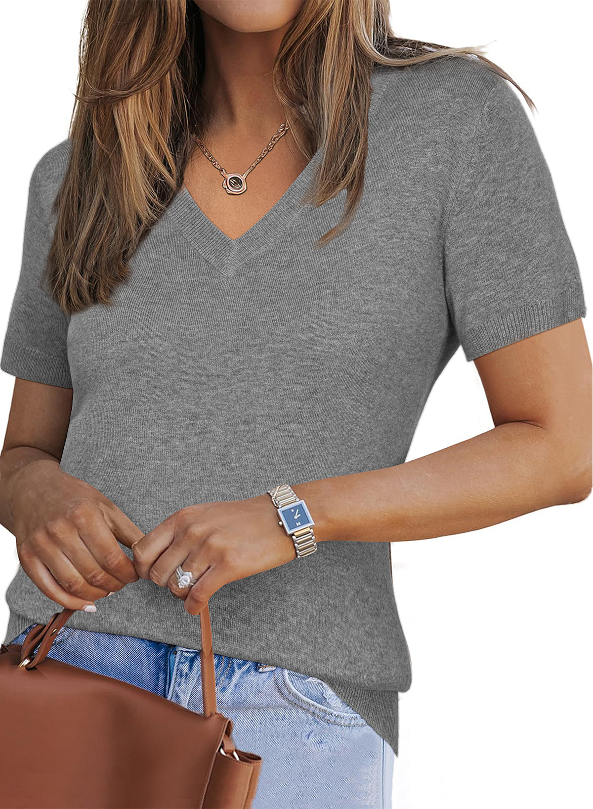 Arach&Cloz Wool-Blend Lightweight Knit Top — Apricot — product image 17
