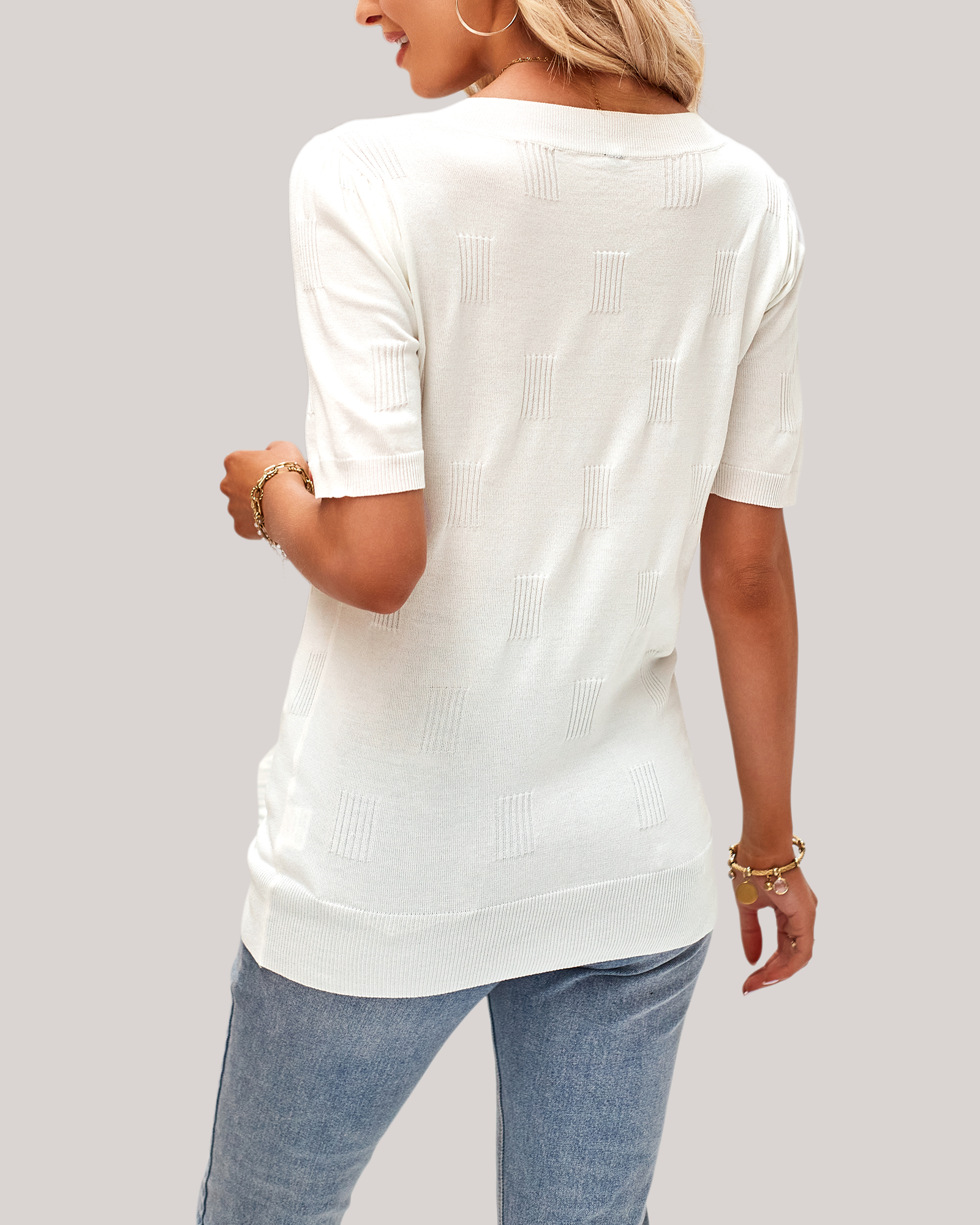 Arach&Cloz Short-Sleeve Knit Top