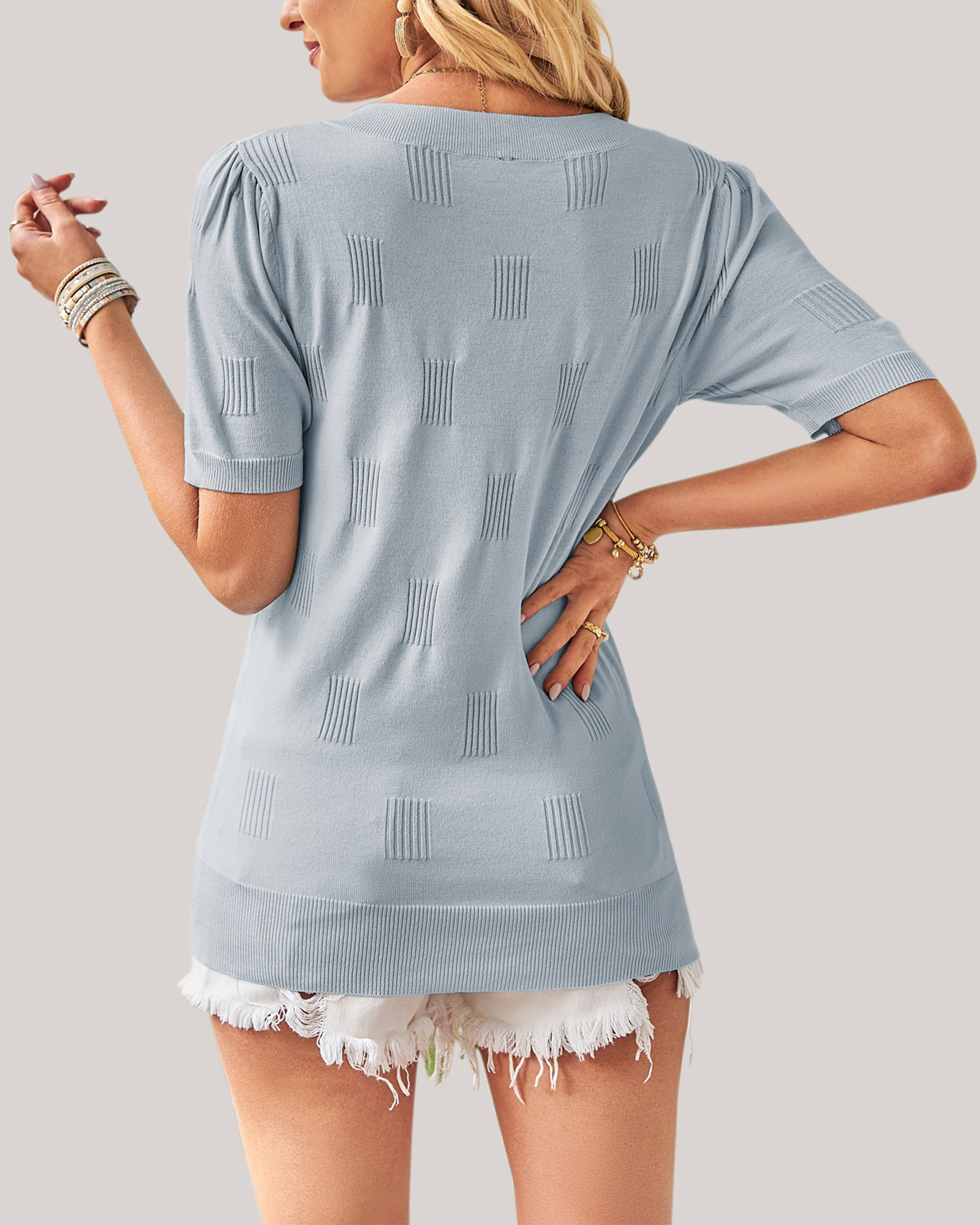 Arach&Cloz Short-Sleeve Knit Top