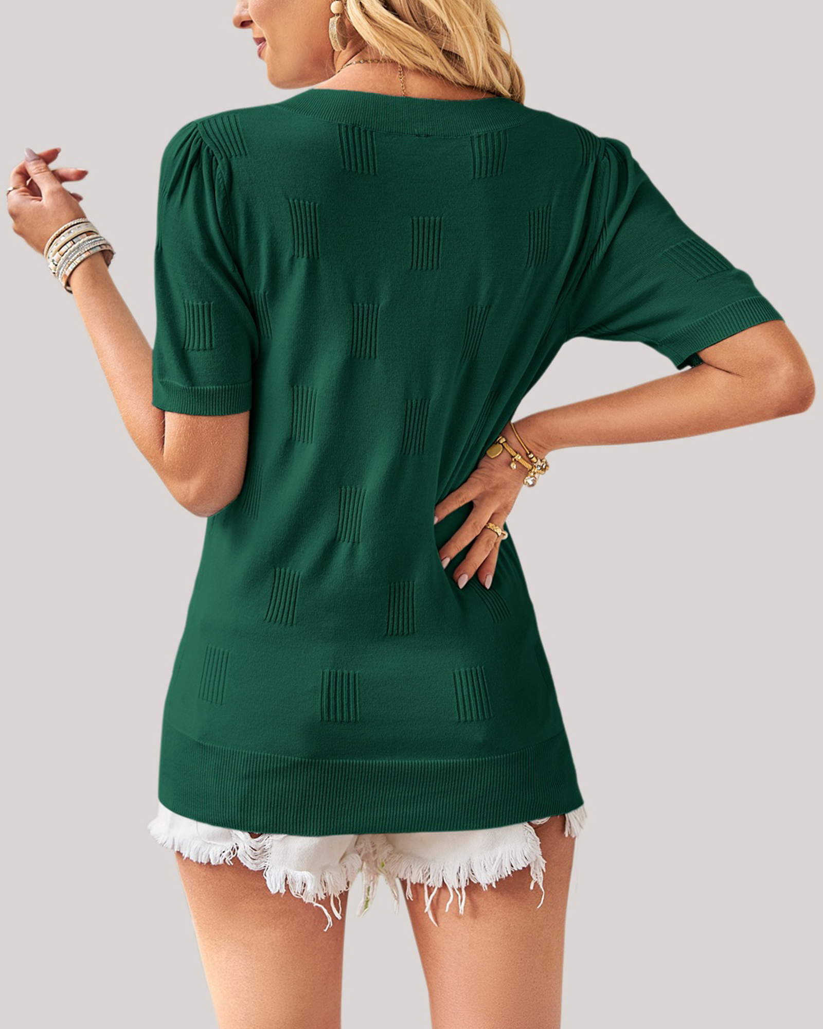 Arach&Cloz Short-Sleeve Knit Top