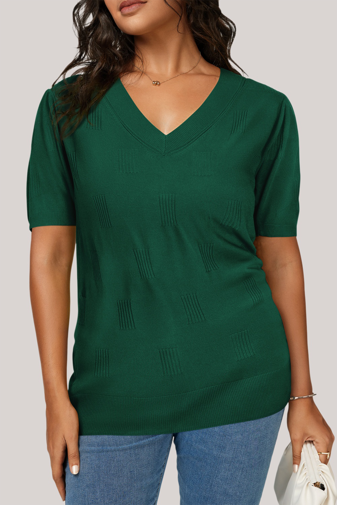 Arach&Cloz Short-Sleeve Knit Top
