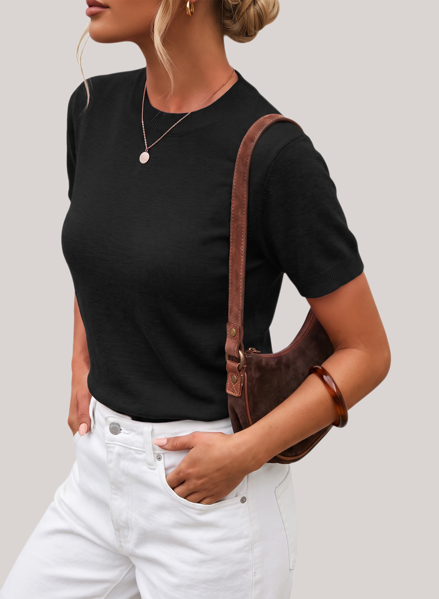 Arach&Cloz Fine Wool-Blend Workday Pullover