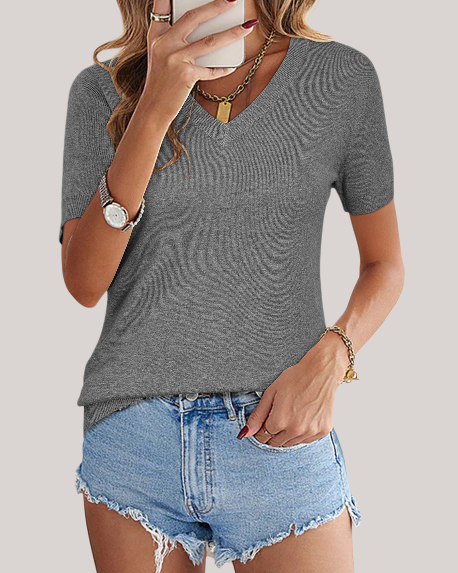 Arach&Cloz Wool-Blend Lightweight Blouse
