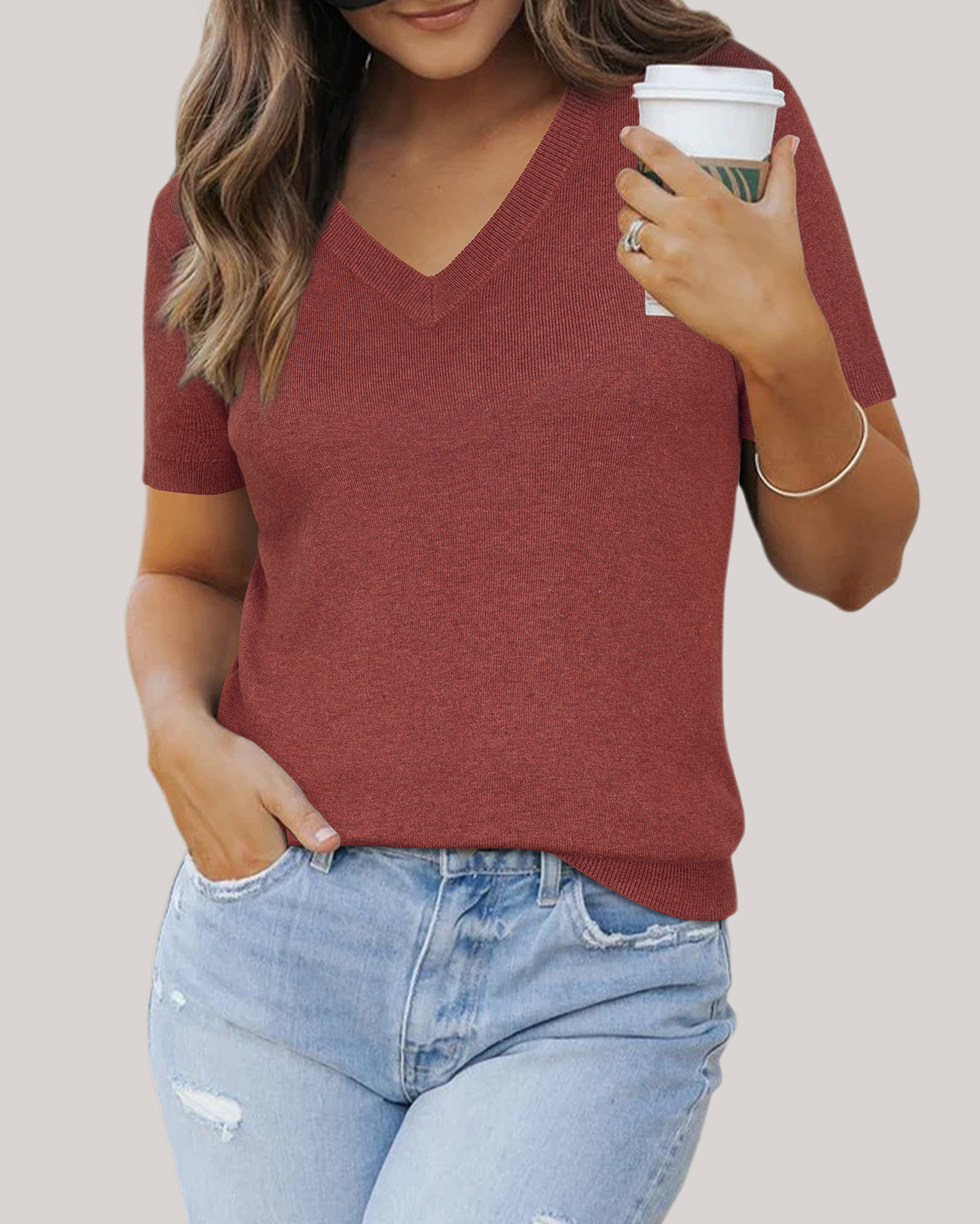 Arach&Cloz Wool-Blend Lightweight Blouse