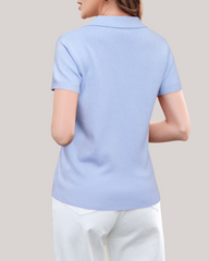 Arach&Cloz Workday Wool-Blend Polo Knit Top