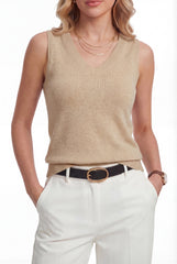 Arach&Cloz Women's Wool Blend Slim Fit Double V-Neck Vest (2026)