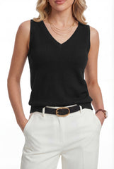 Arach&Cloz Women's Wool Blend Slim Fit Double V-Neck Vest (2026)