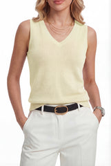 Arach&Cloz Women's Wool Blend Slim Fit Double V-Neck Vest (2026)