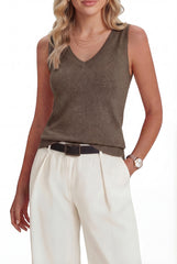 Arach&Cloz Women's Wool Blend Slim Fit Double V-Neck Vest (2026)