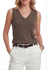 Arach&Cloz Women's Wool Blend Slim Fit Double V-Neck Vest (2026)