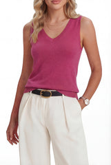 Arach&Cloz Women's Wool Blend Slim Fit Double V-Neck Vest (2026)