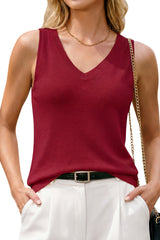 Arach&Cloz Women's Wool Blend Slim Fit Double V-Neck Vest (2026)