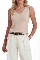 Arach&Cloz Women's Wool Blend Slim Fit Double V-Neck Vest (2026)