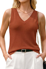 Arach&Cloz Women's Wool Blend Slim Fit Double V-Neck Vest (2026)